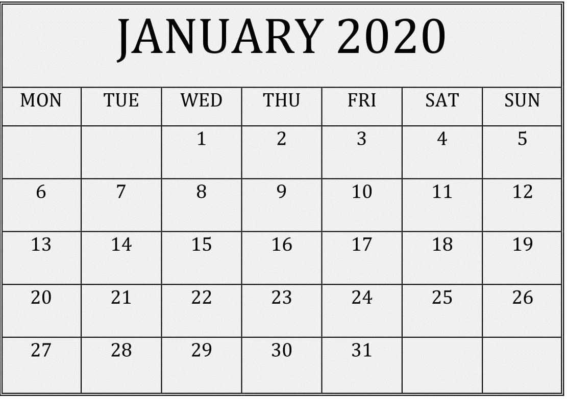 Printable January 2020 Calendar Pages – Free Latest Calendar