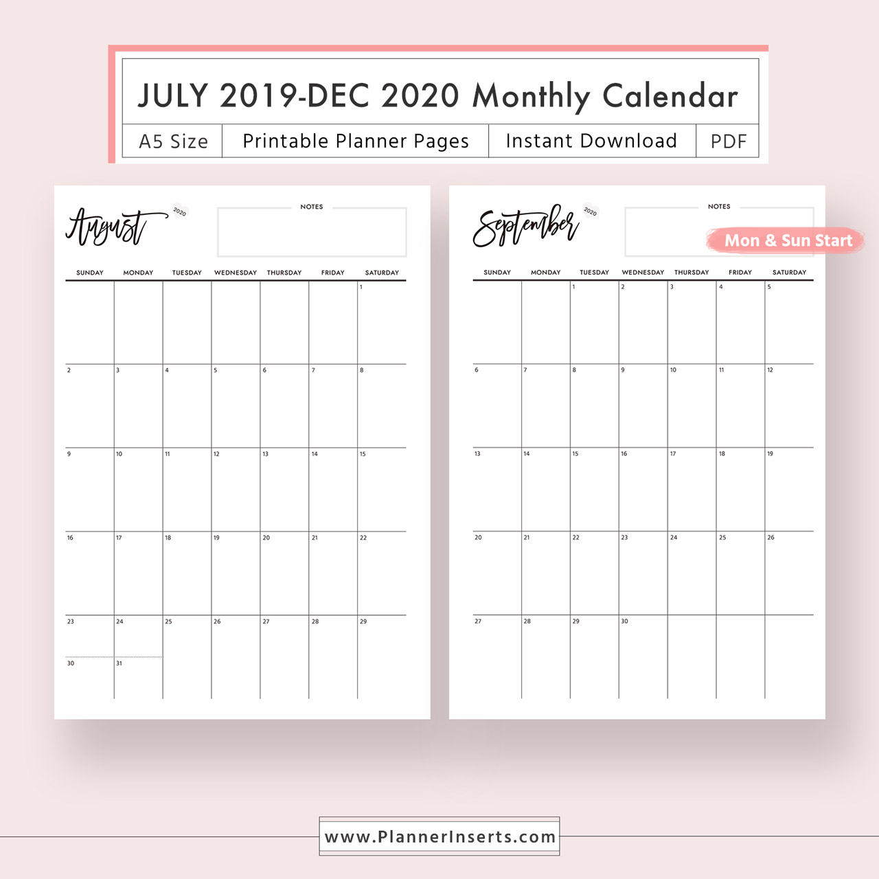 Printable Monthly Planner 2020 - Togo.wpart.co