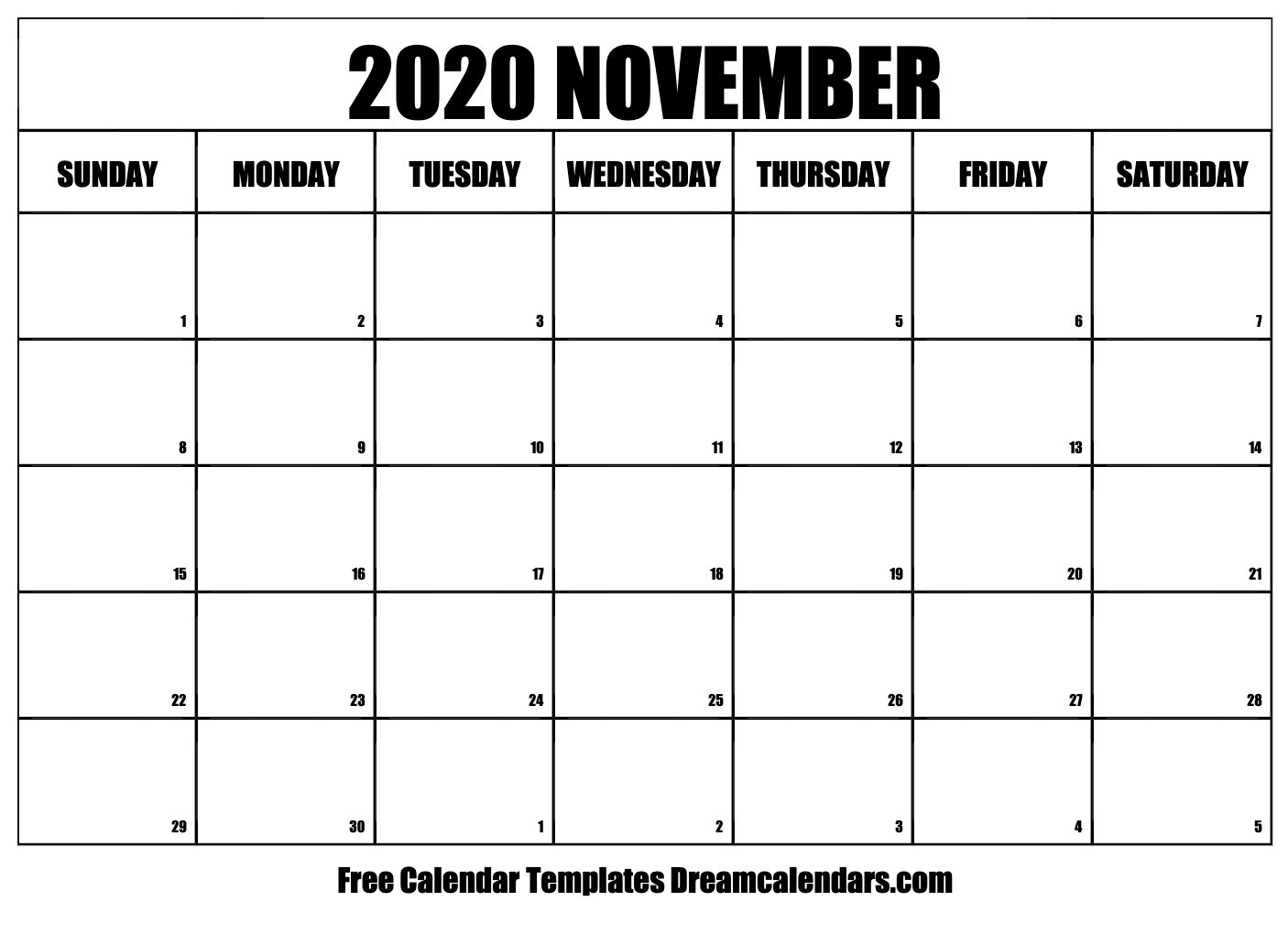 Printable November 2020 Calendar Templates - Helena Orstem