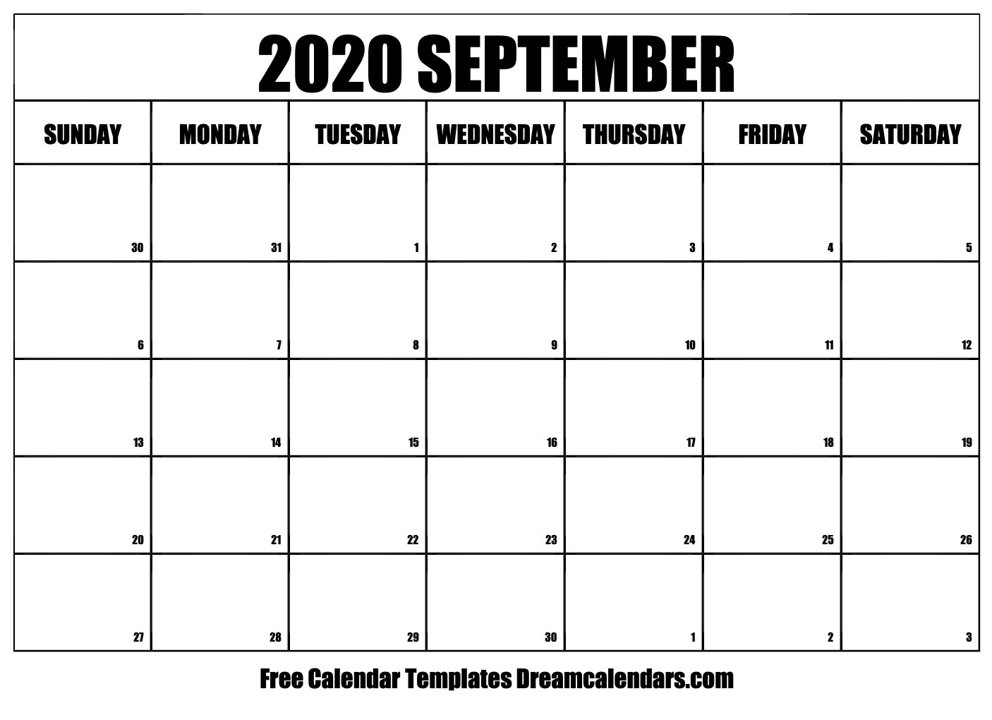 Printable September 2020 Calendar Templates - Helena Orstem