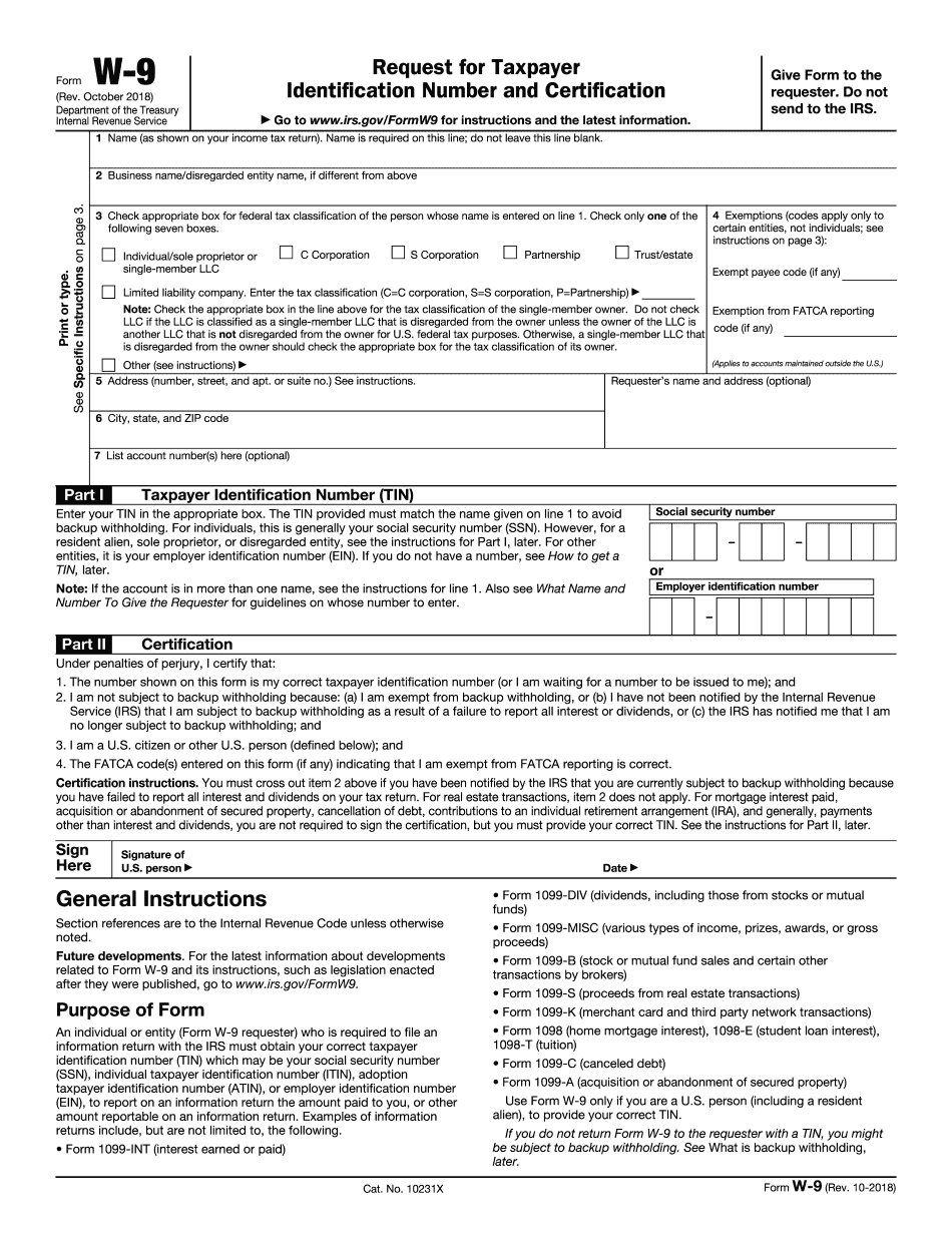 Collect Irs W-9 Form 2020 Printable