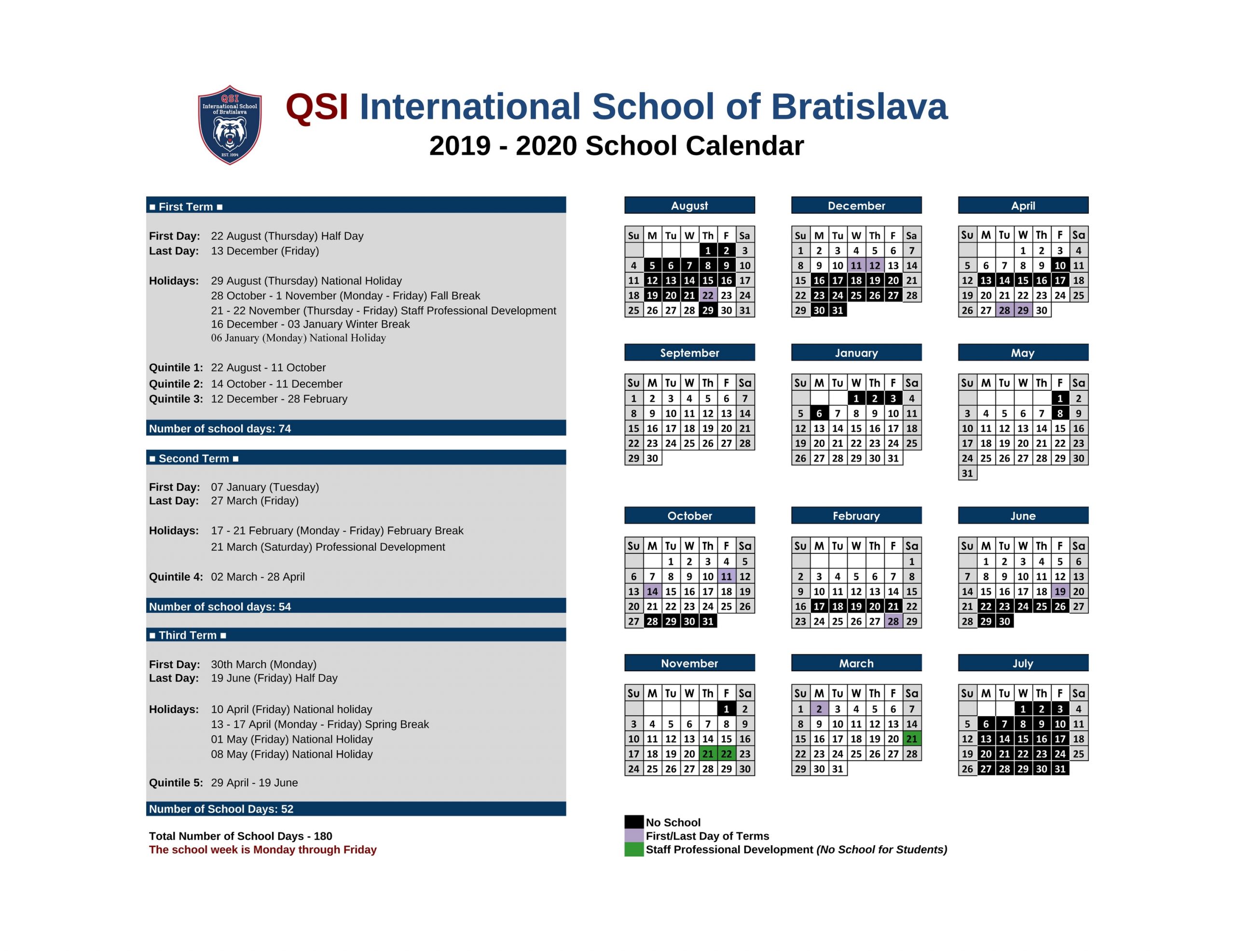 School Calendar 2020-2021 | Qsi International School Of