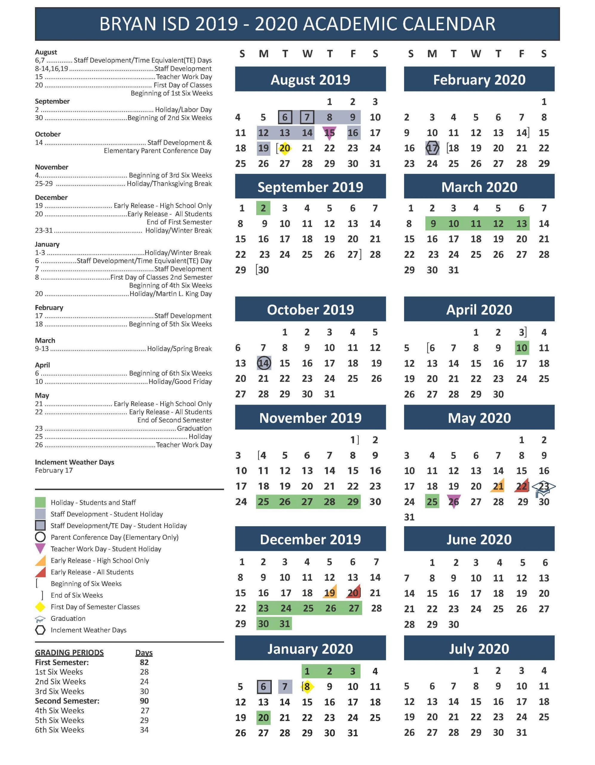 School Calendar, Testing &amp; Fine Arts/athletics Events