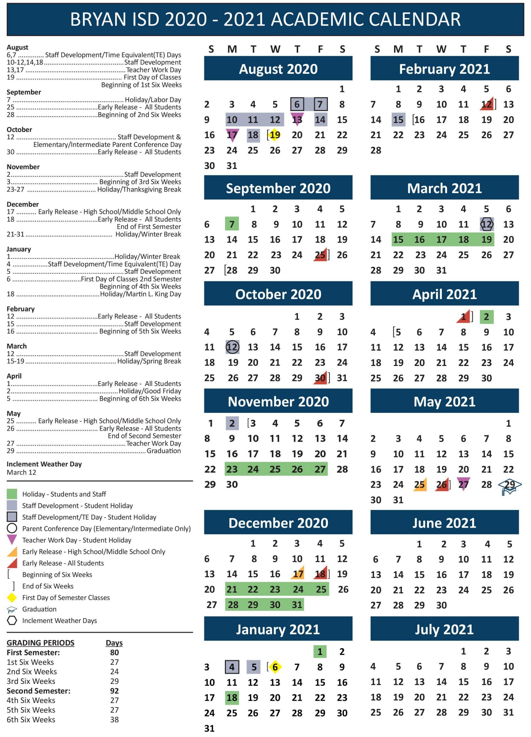 School Calendar, Testing &amp; Fine Arts/athletics Events