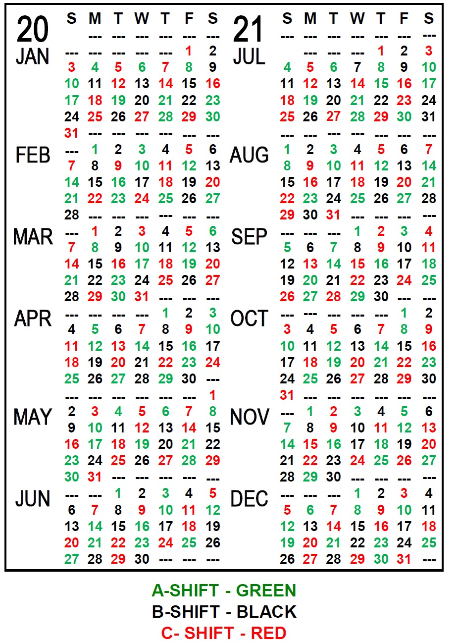 Shift Calendar 2020 - Togo.wpart.co