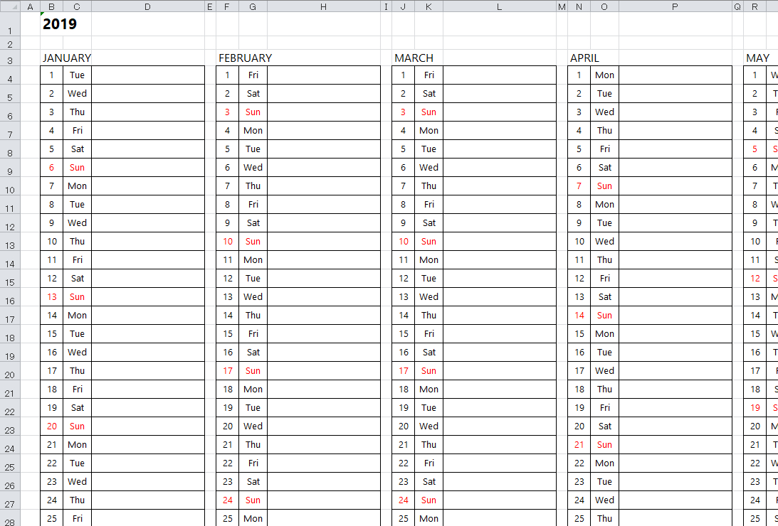 Pick Formatable Excel Monthly Calender 2020