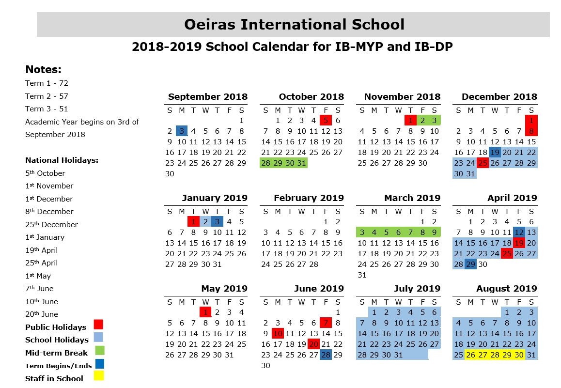 Special Days In The School Year 2019-2020 - Calendar