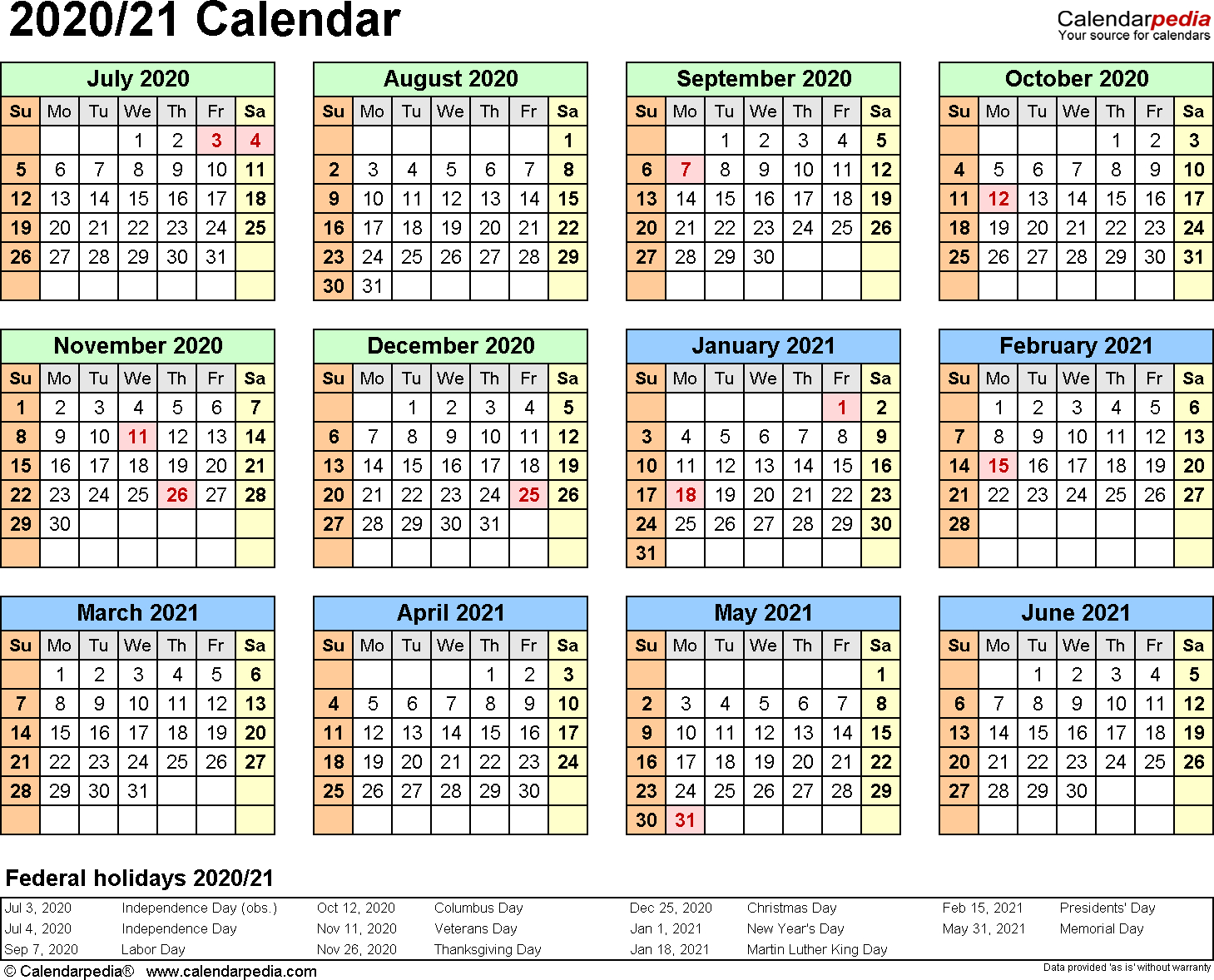 Summer Calendar 2020 Template - Togo.wpart.co
