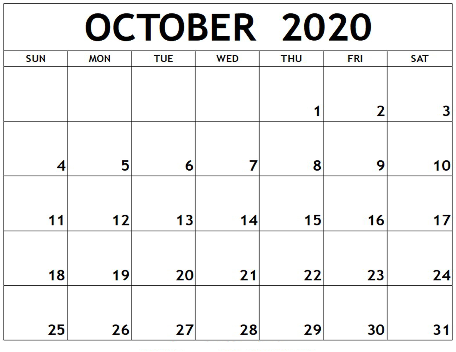 The Ultimate Guide To October 2020 Calendar Printable