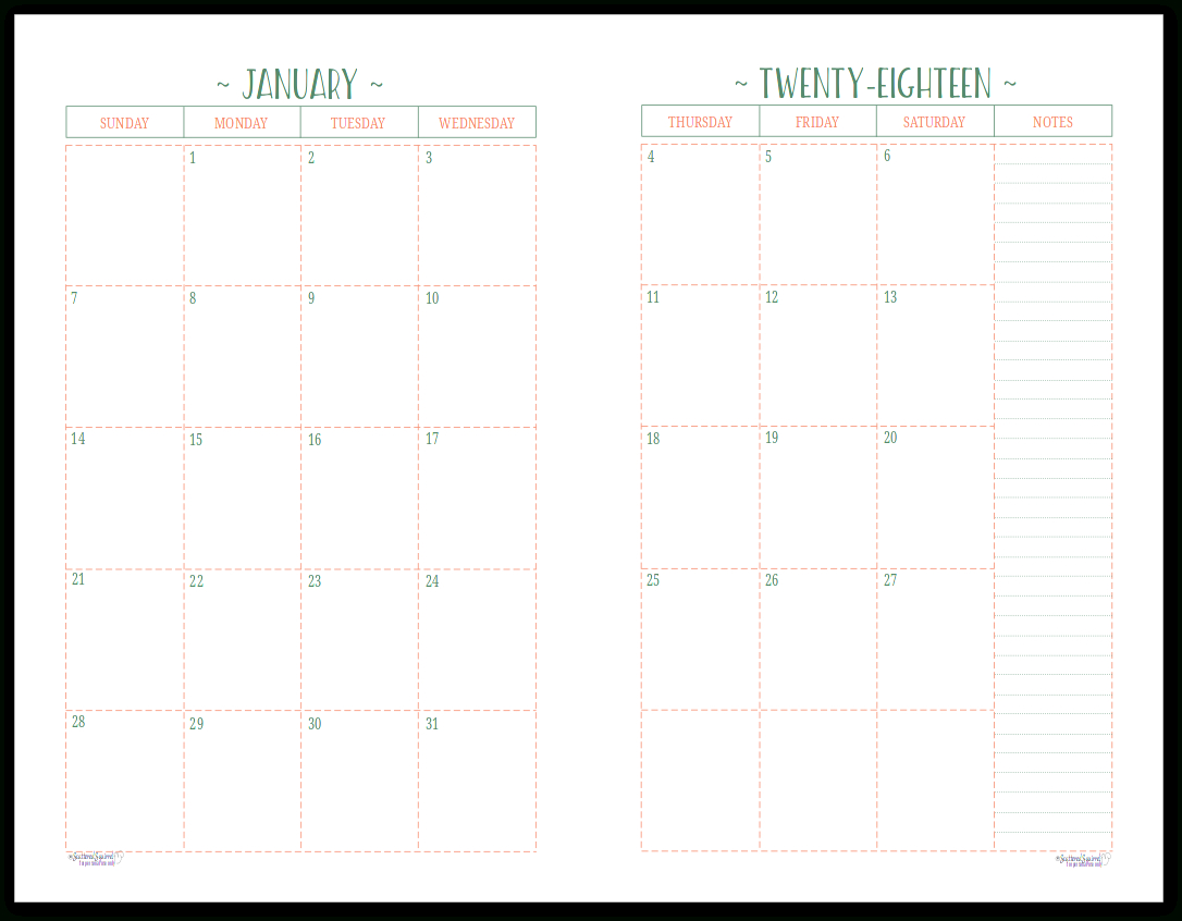 Two Page Per Month 2018 Dated Calendars Are Ready | Free