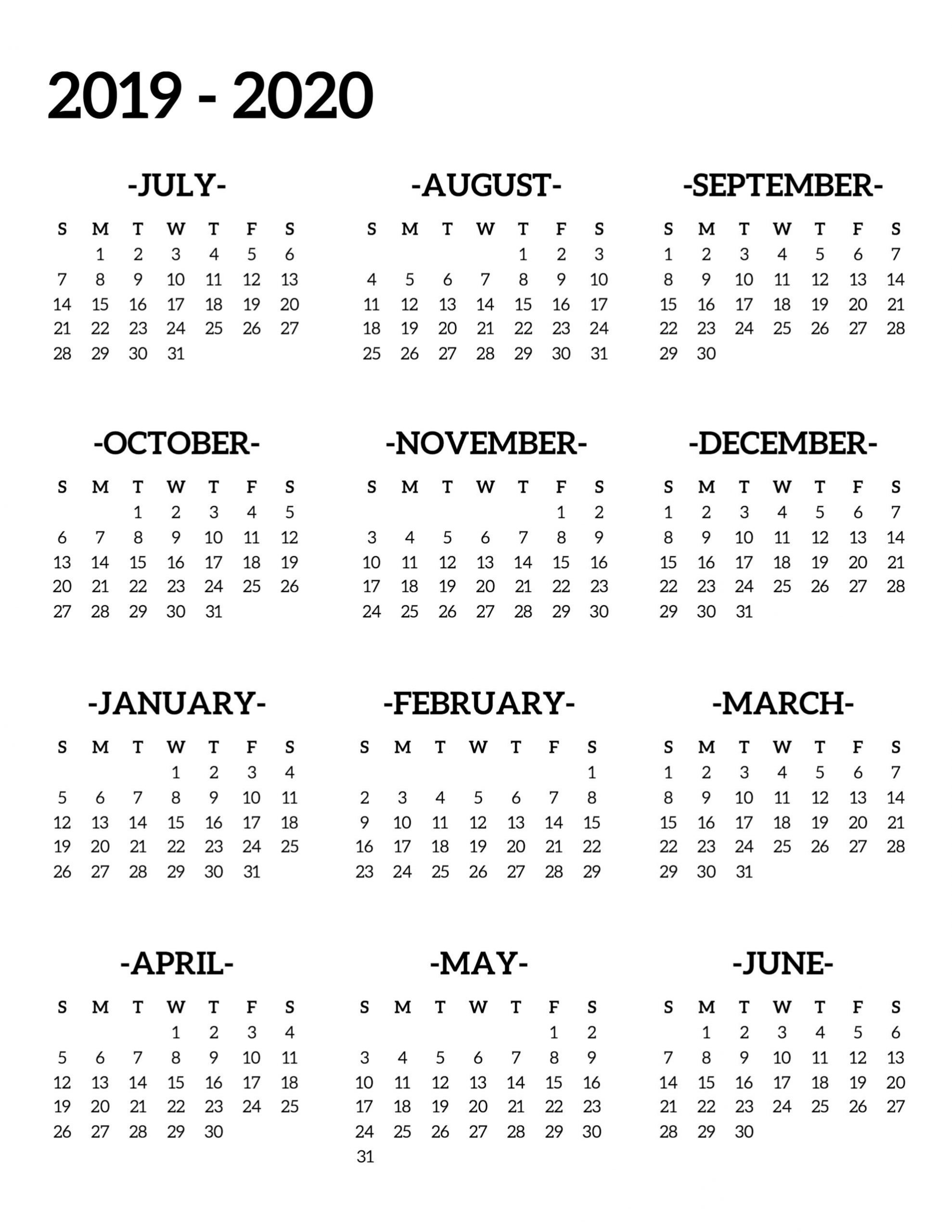 Year At A Glance 2019-2020 School Calendar - Calendar
