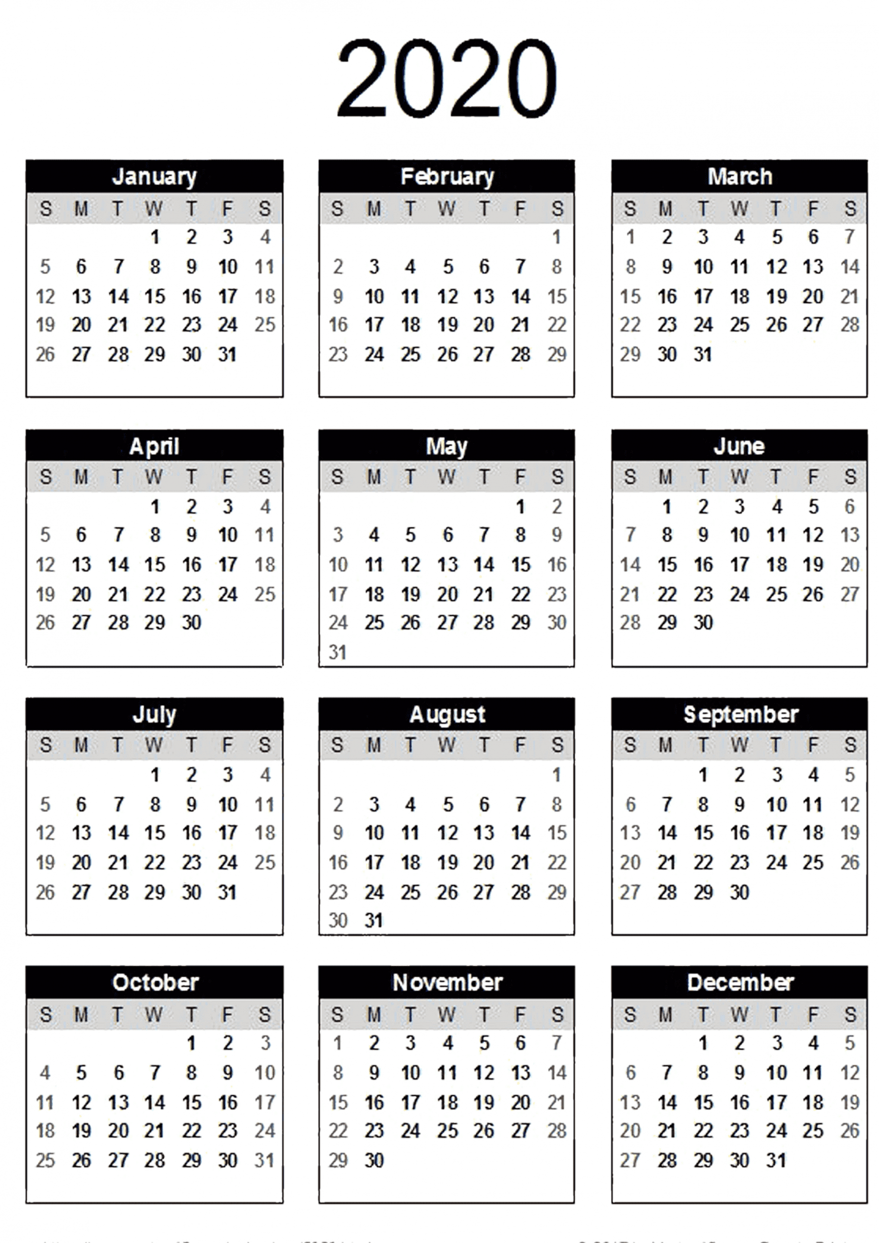 Yearly Calendar With Notes 2020 Pdf - 2019 Calendars For