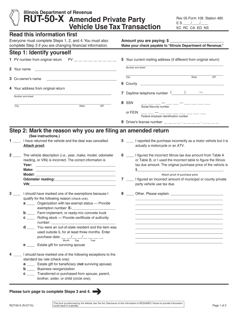 2015-2020 Form Il Rut-50-X Fill Online, Printable, Fillable