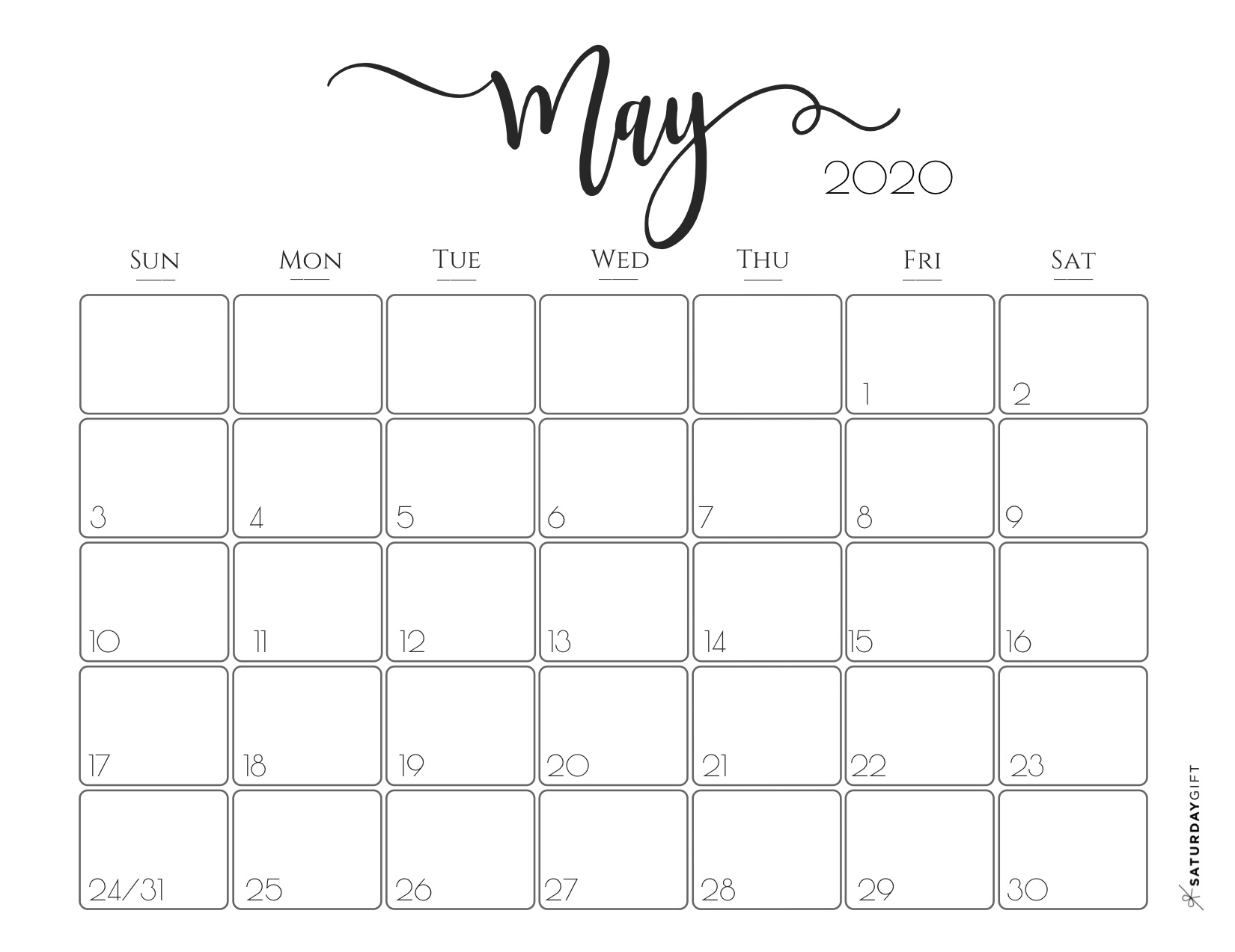 33 Printable Free May 2020 Calendars With Holidays - Onedesblog