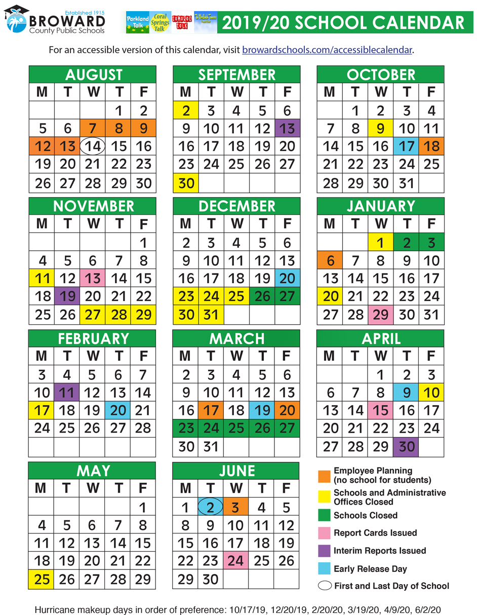 Broward County Public Schools Official 2019/2020 Calendar