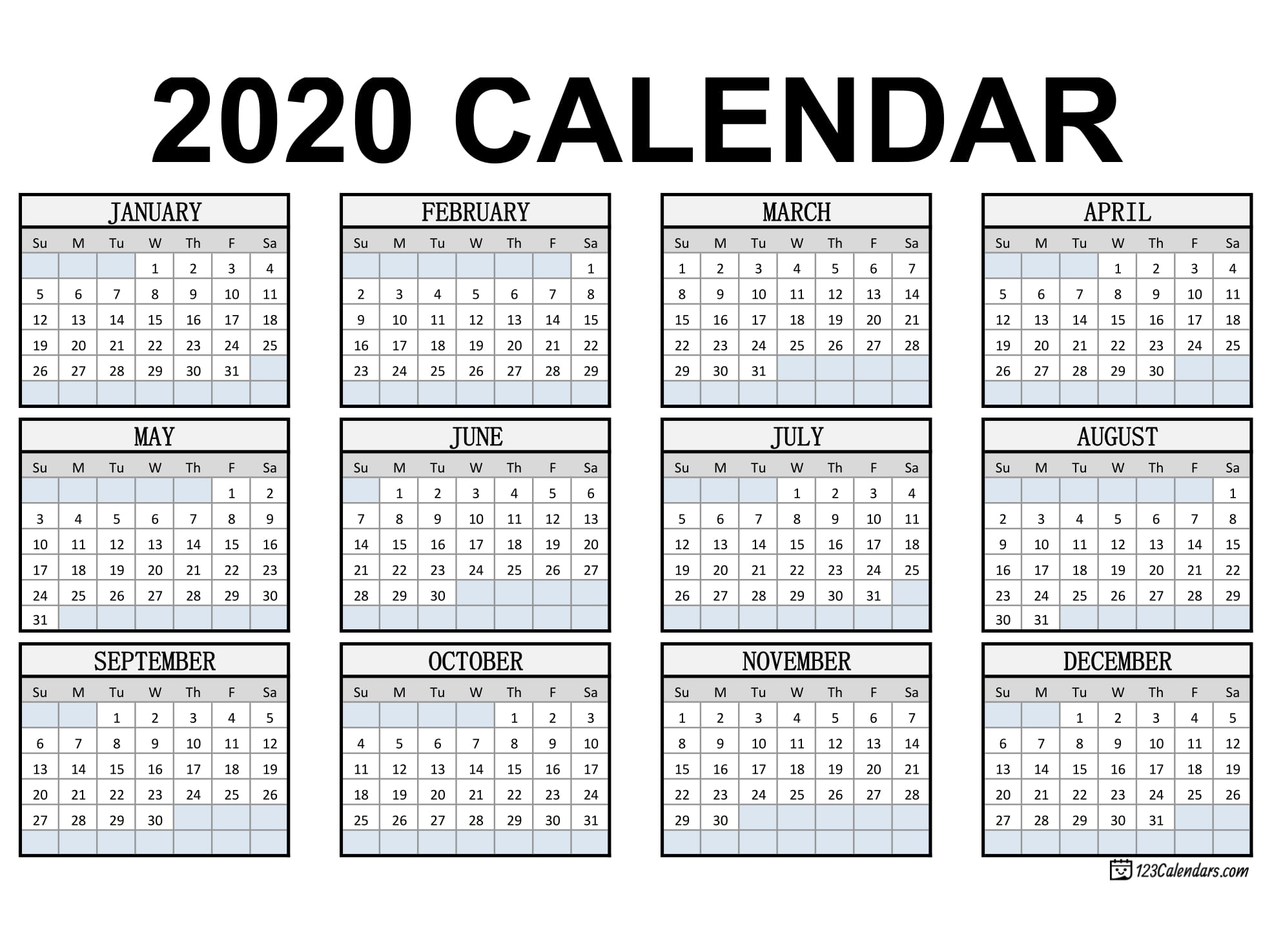 Get Monthly 2020 Pocket Calendar Template | Calendar Printables Free Blank