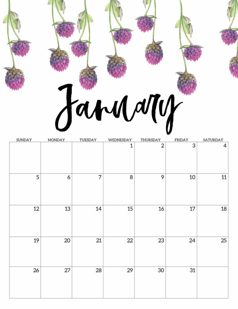 Free Printable Calendar 2020 - Floral | Шаблоны Календарей