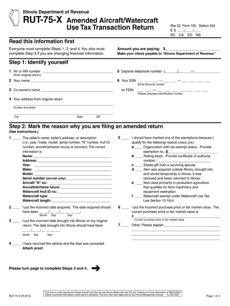 Il Rut-75-X 2010 - Fill Out Tax Template Online | Us Legal Forms