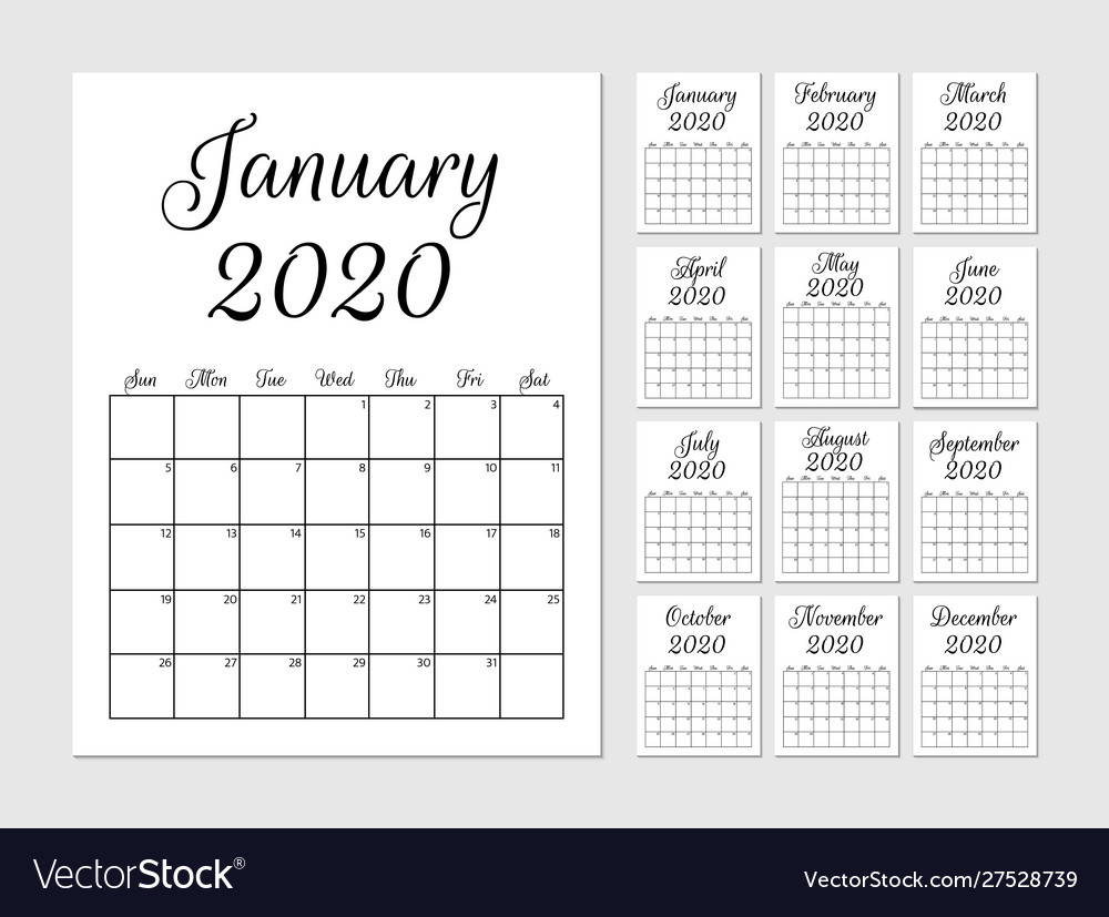 Monthly Planner 2020 Template Calendar Week