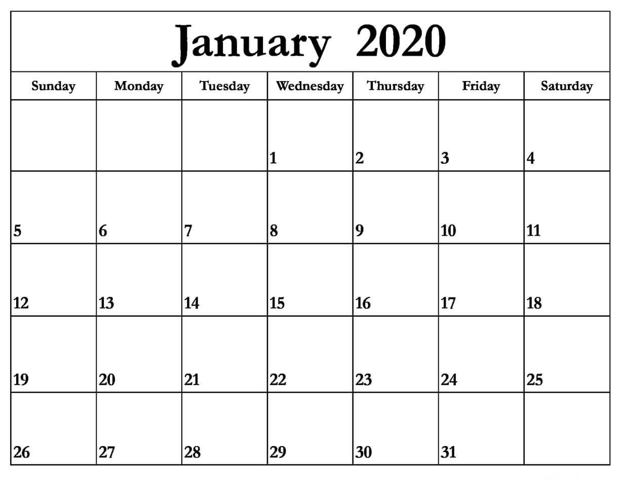 Printable January 2020 Calendar – Daily Planner | 12 Month