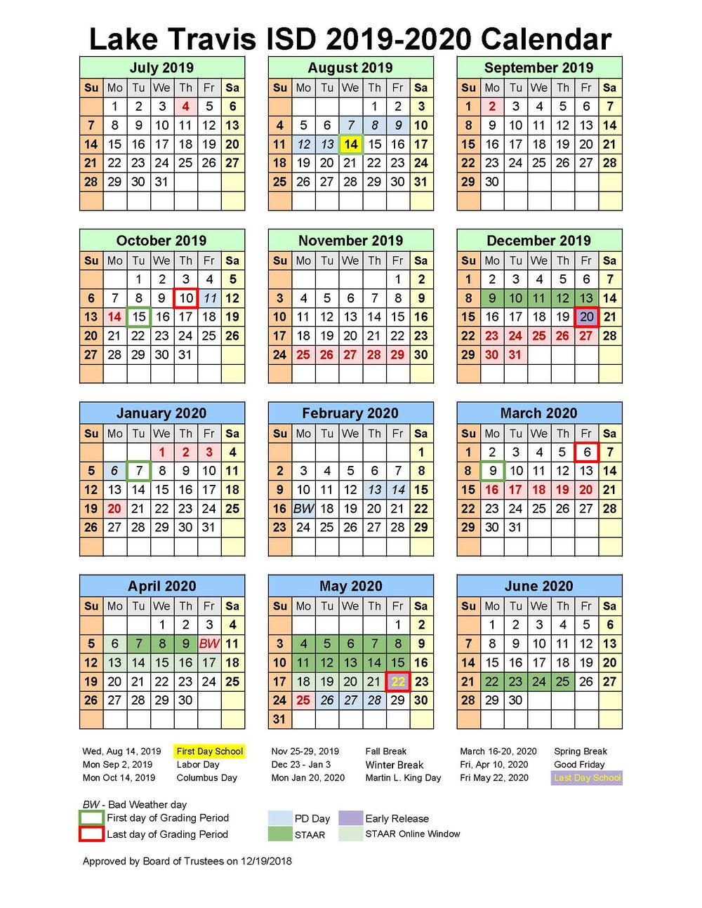 School Board Approves 2019-2020 Instructional Calendar