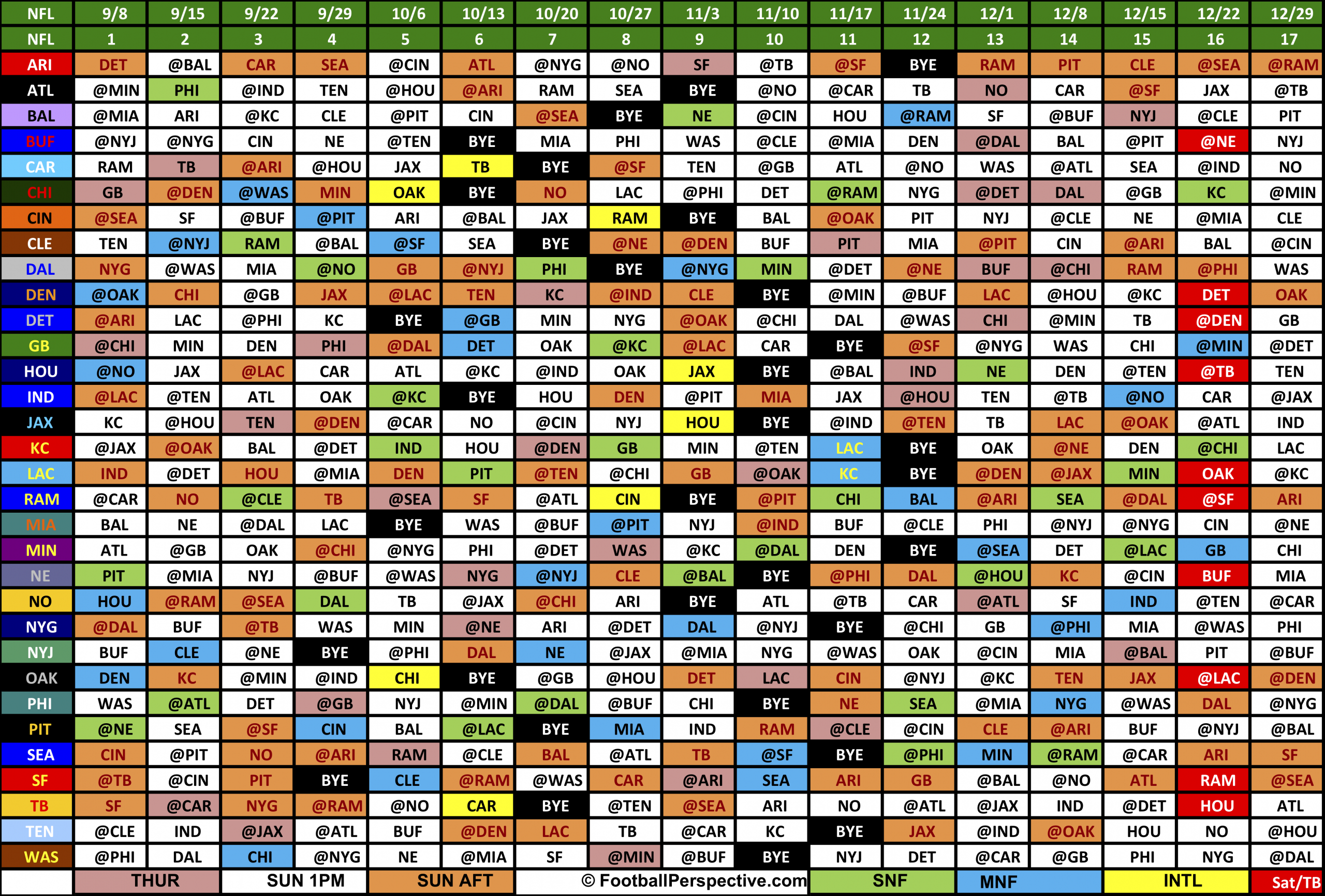 Printable Nfl Schedule All Teams Customize and Print