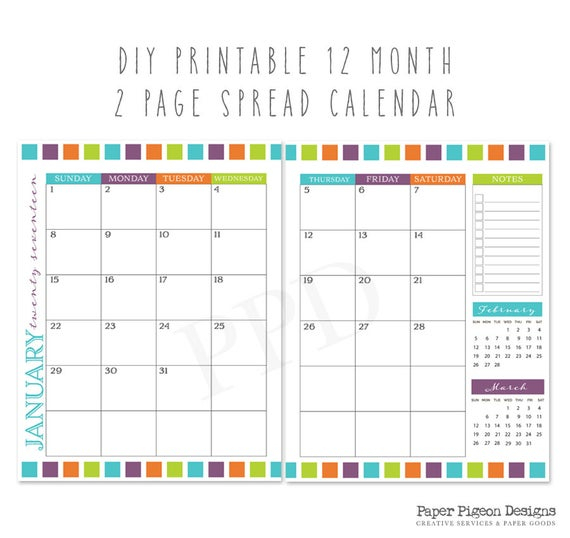 2017 Printable Calendar-8.5 X 11 Letter Size-2 Page