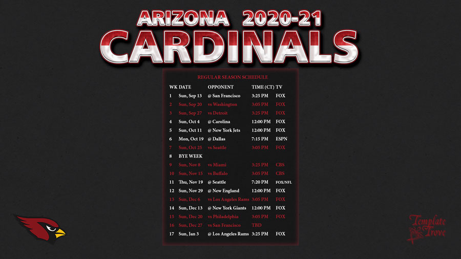 2020-2021 Arizona Cardinals Wallpaper Schedule