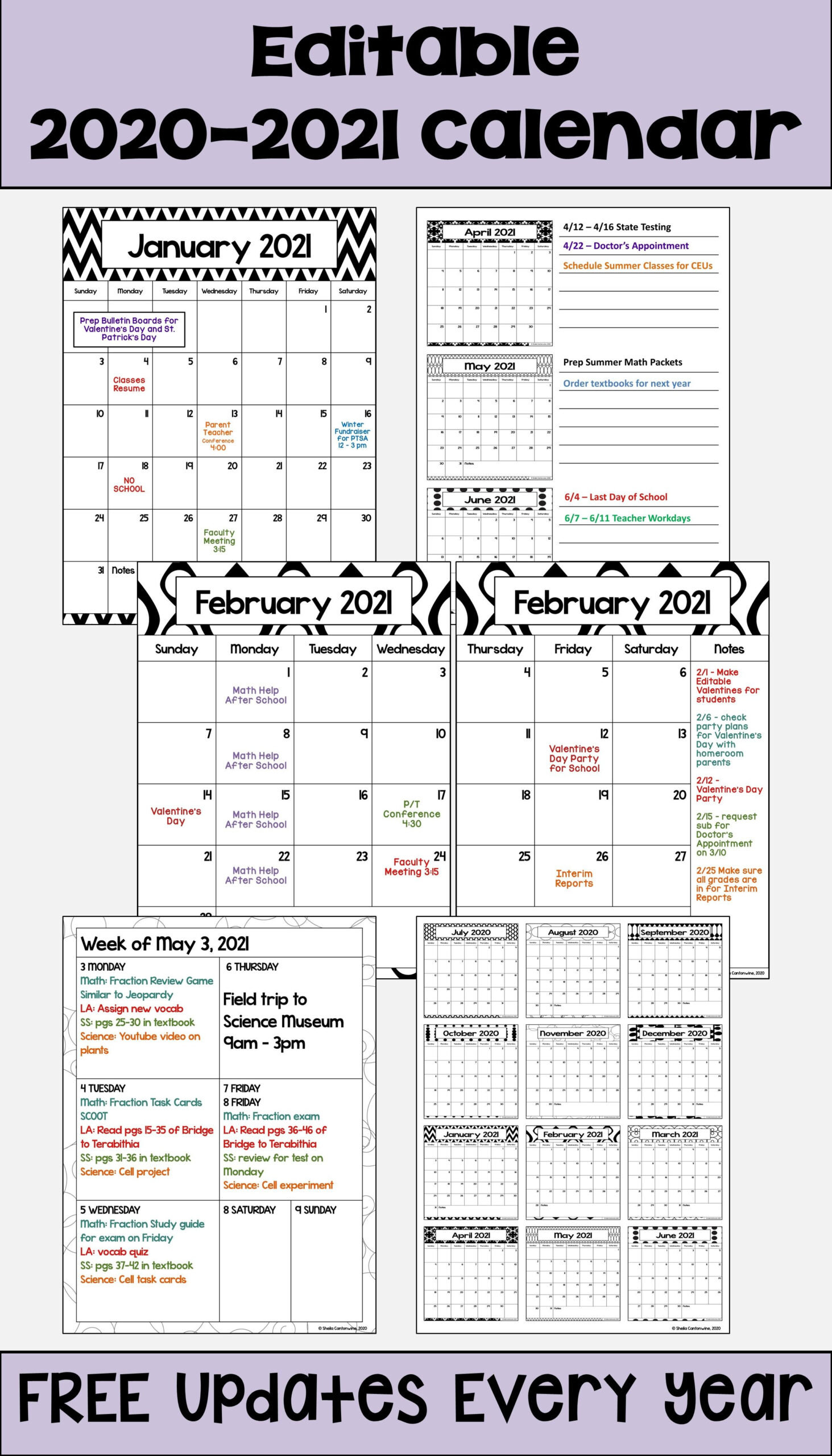 Free Editable 2021 Calendars