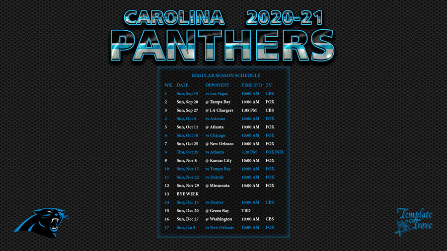 2020-2021 Carolina Panthers Wallpaper Schedule