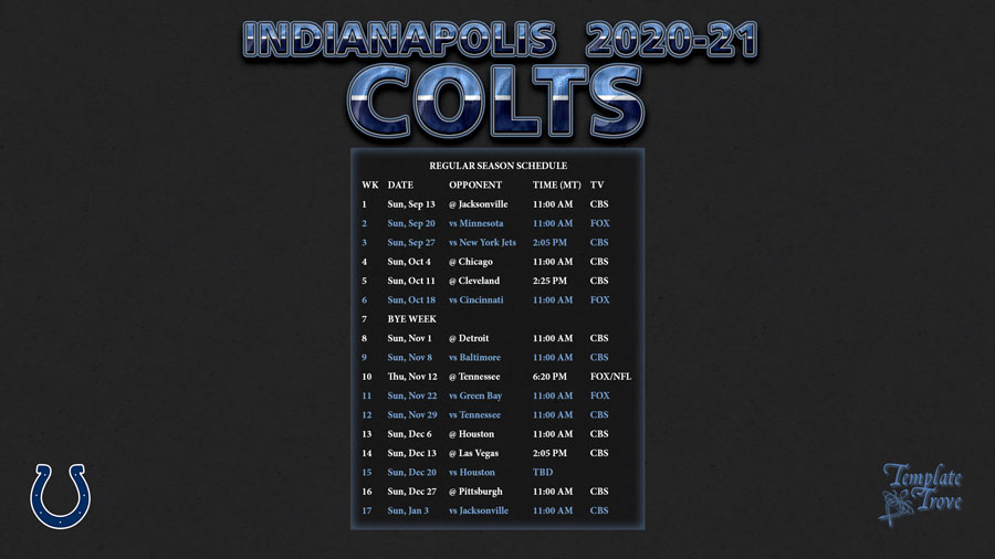2020-2021 Indianapolis Colts Wallpaper Schedule