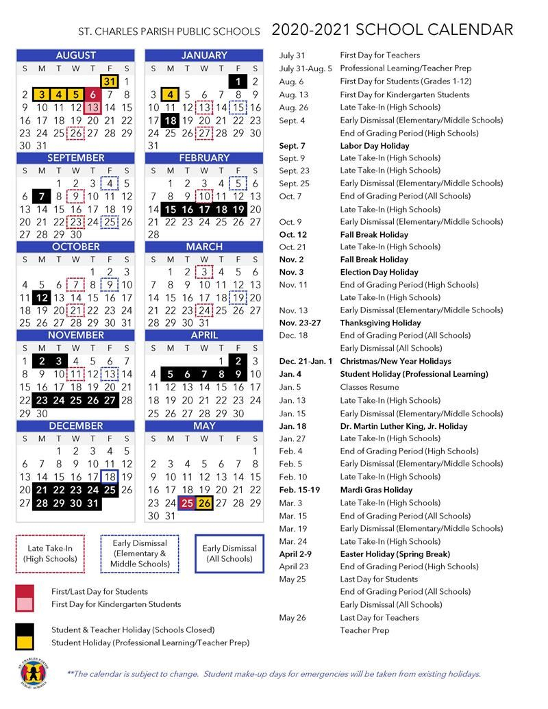 2020-2021 School Calendar Approved
