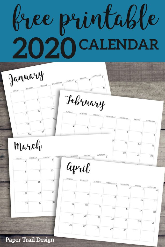 2020 Calendar Printable Free Template (With Images
