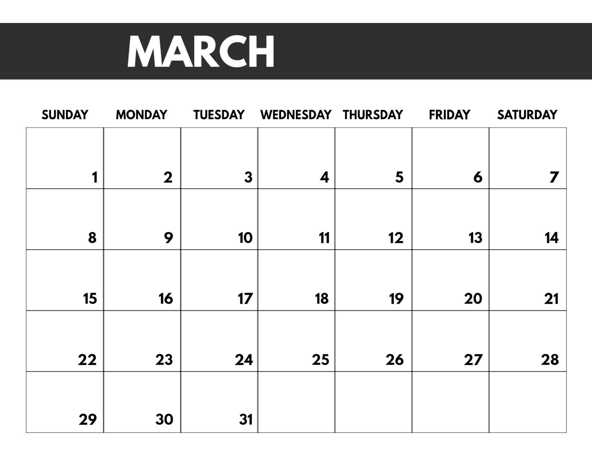2020 Free Monthly Calendar Template | Paper Trail Design