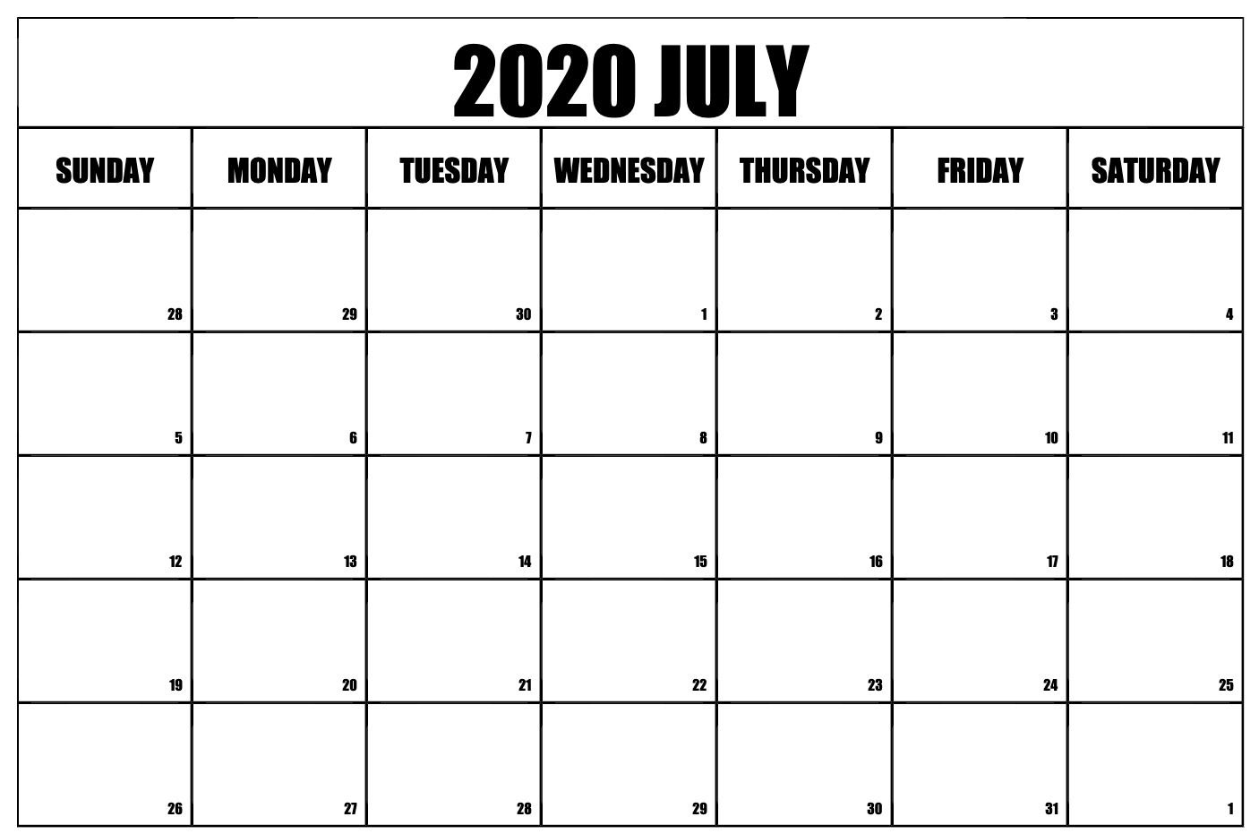 2020 Printable Calendar Sunday To Saturday | Calendar