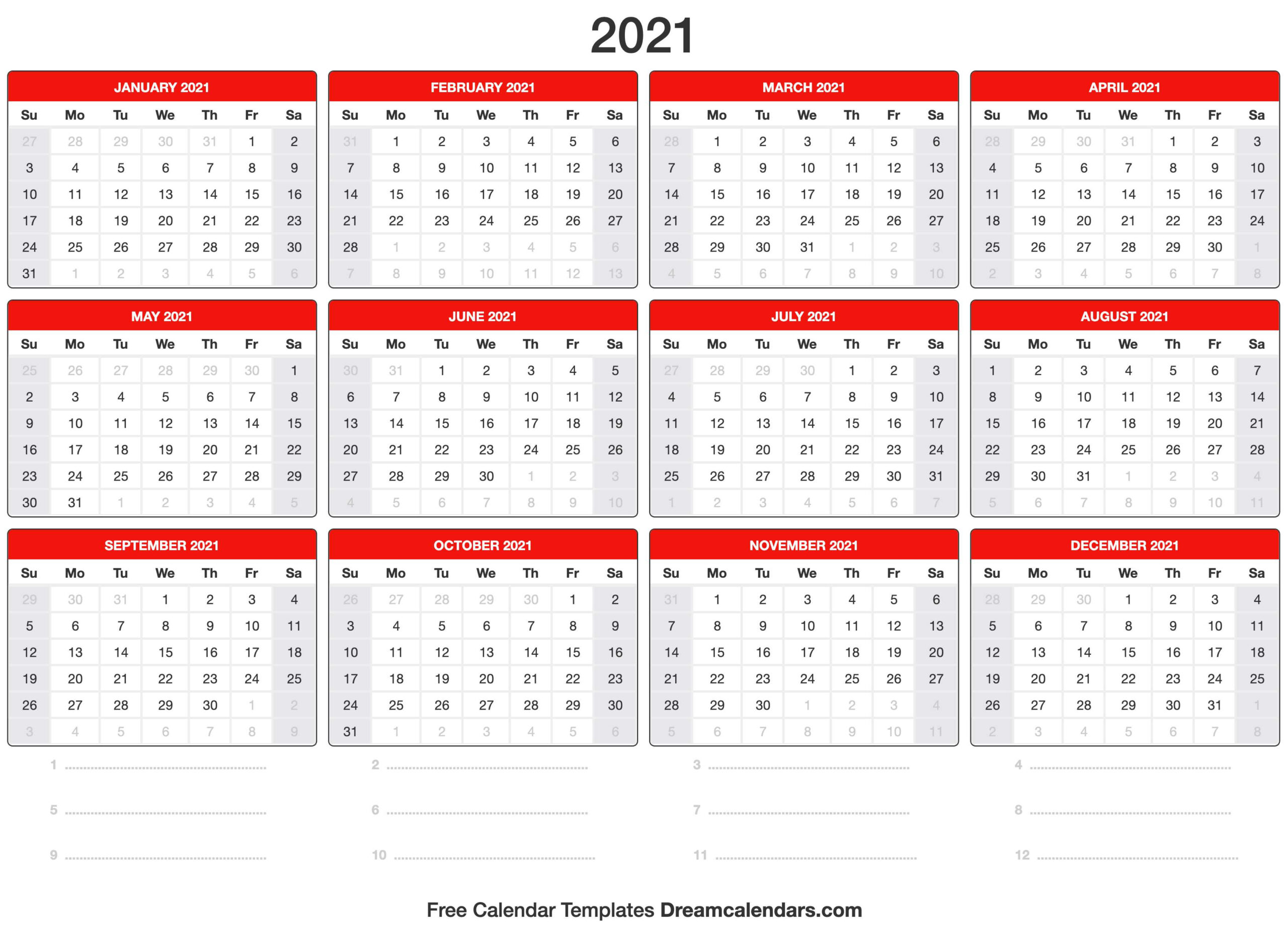 Free Printable Montly Pocket Planner 2021 Calendar