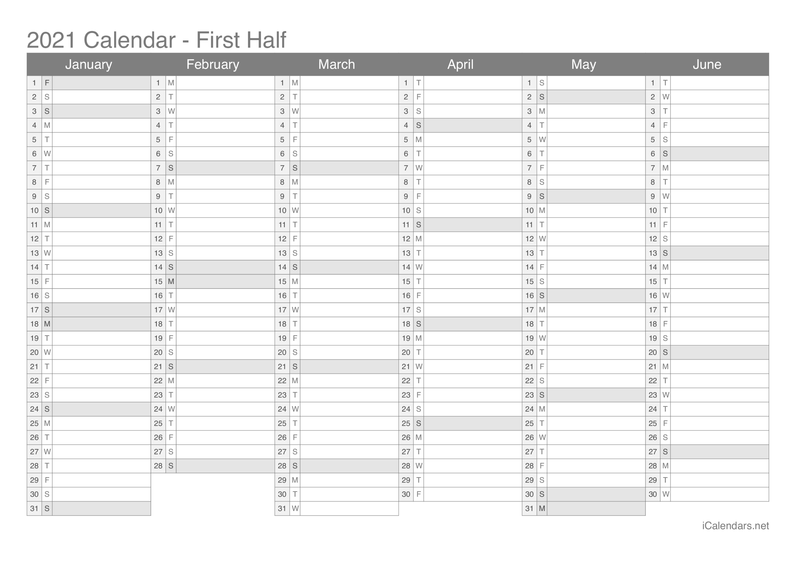 2021 Printable Calendar - Pdf Or Excel - Icalendars