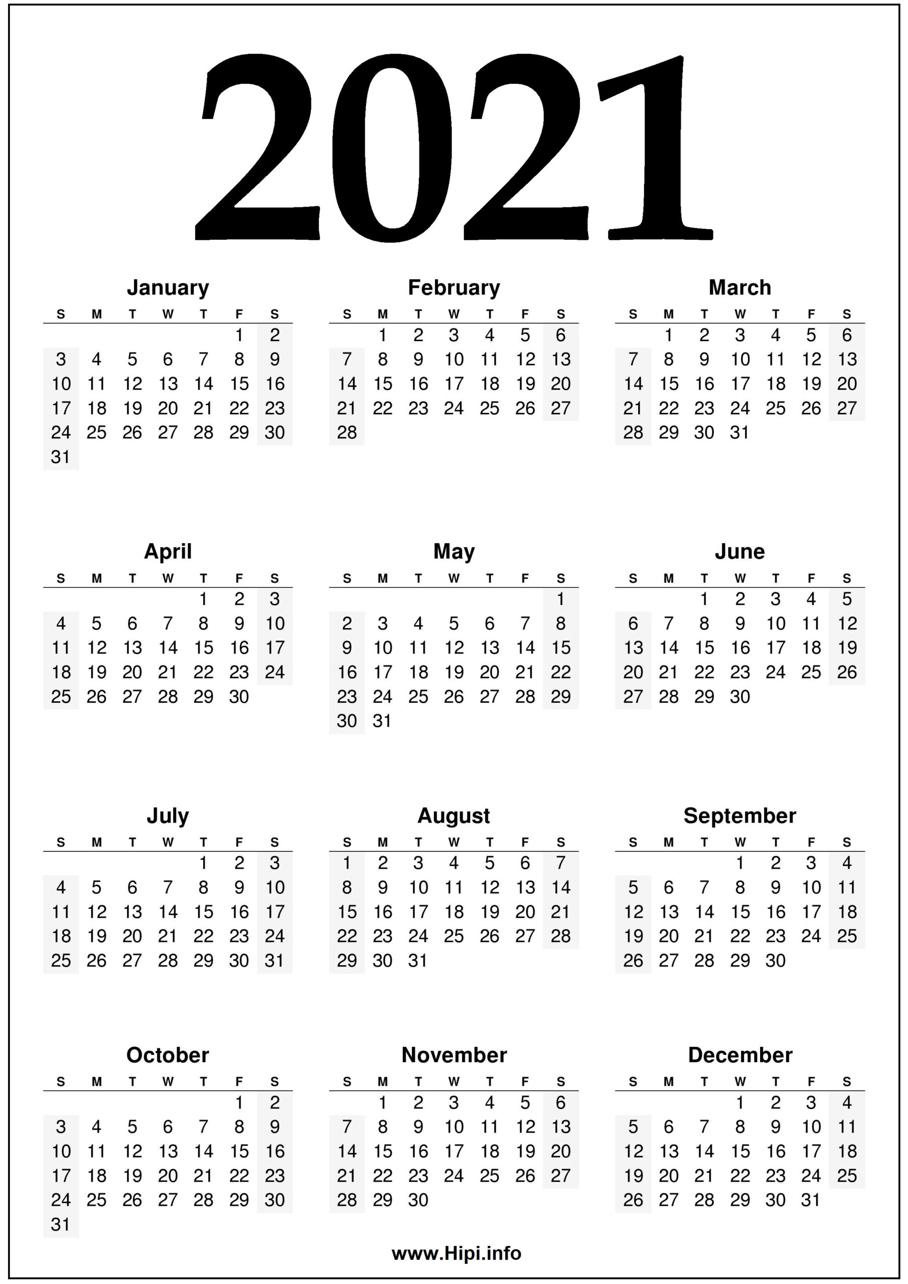 Free Print 2021 Calendars Without Downloading Calendar Printables 