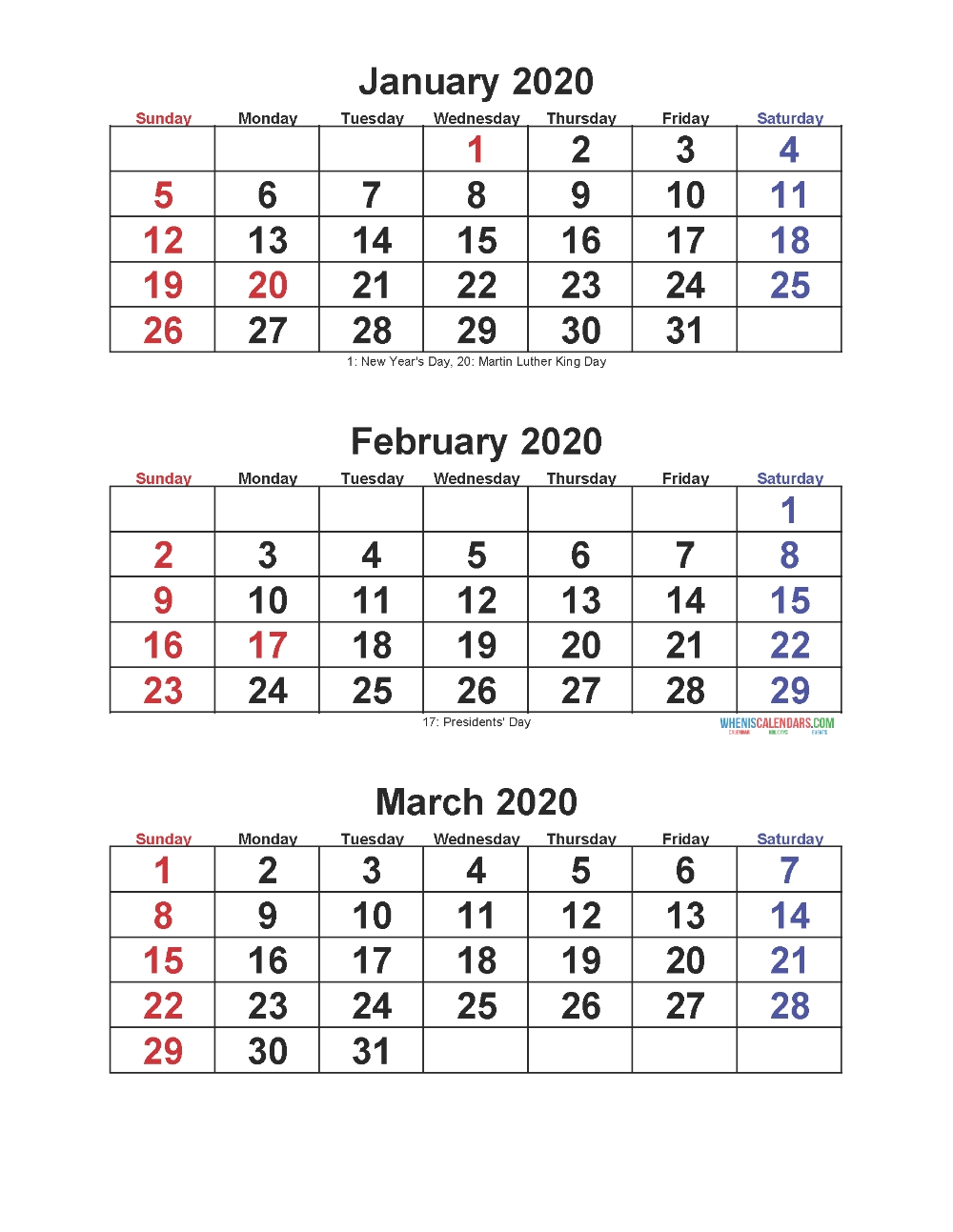 A3 Printable Calendar 2020 – Template Calendar Design