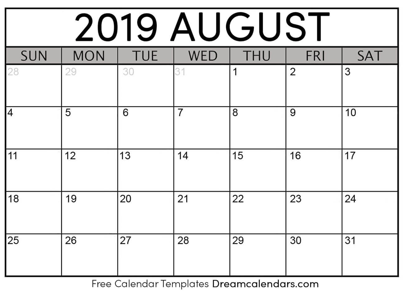 August 2020 Calendar – Template Calendar Design