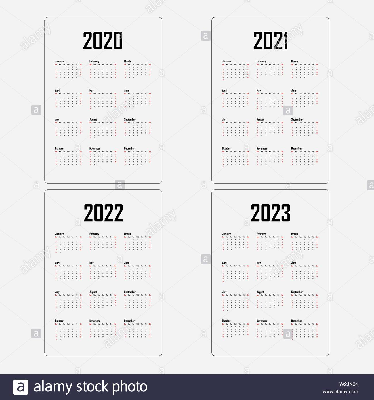 Calendar 2020, 2021,2022 And 2023 Calendar Template.yearly
