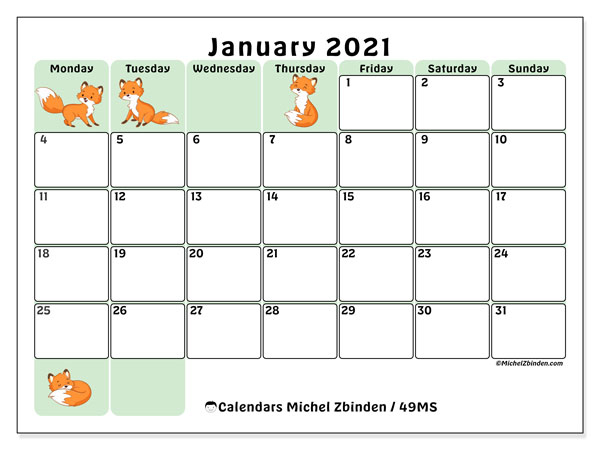 Calendar January 2021 - 49Ms - Michel Zbinden En