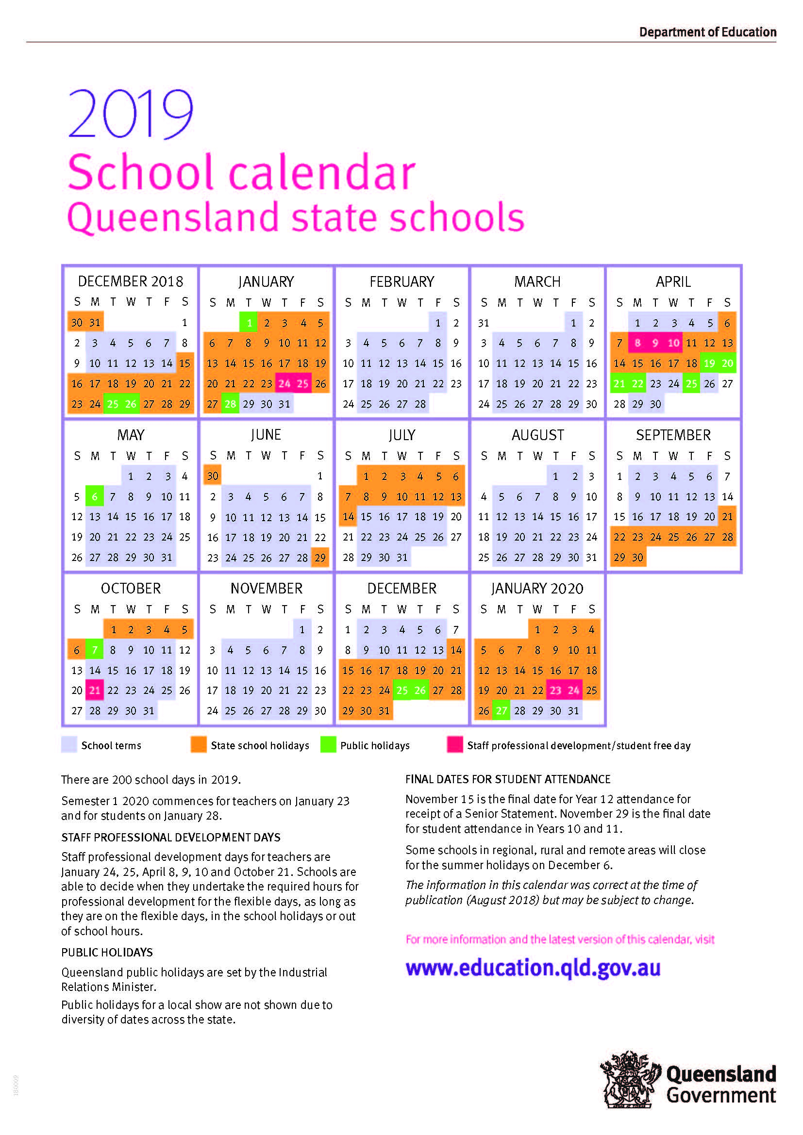Catch School Calendar Queensland State Schools 2020