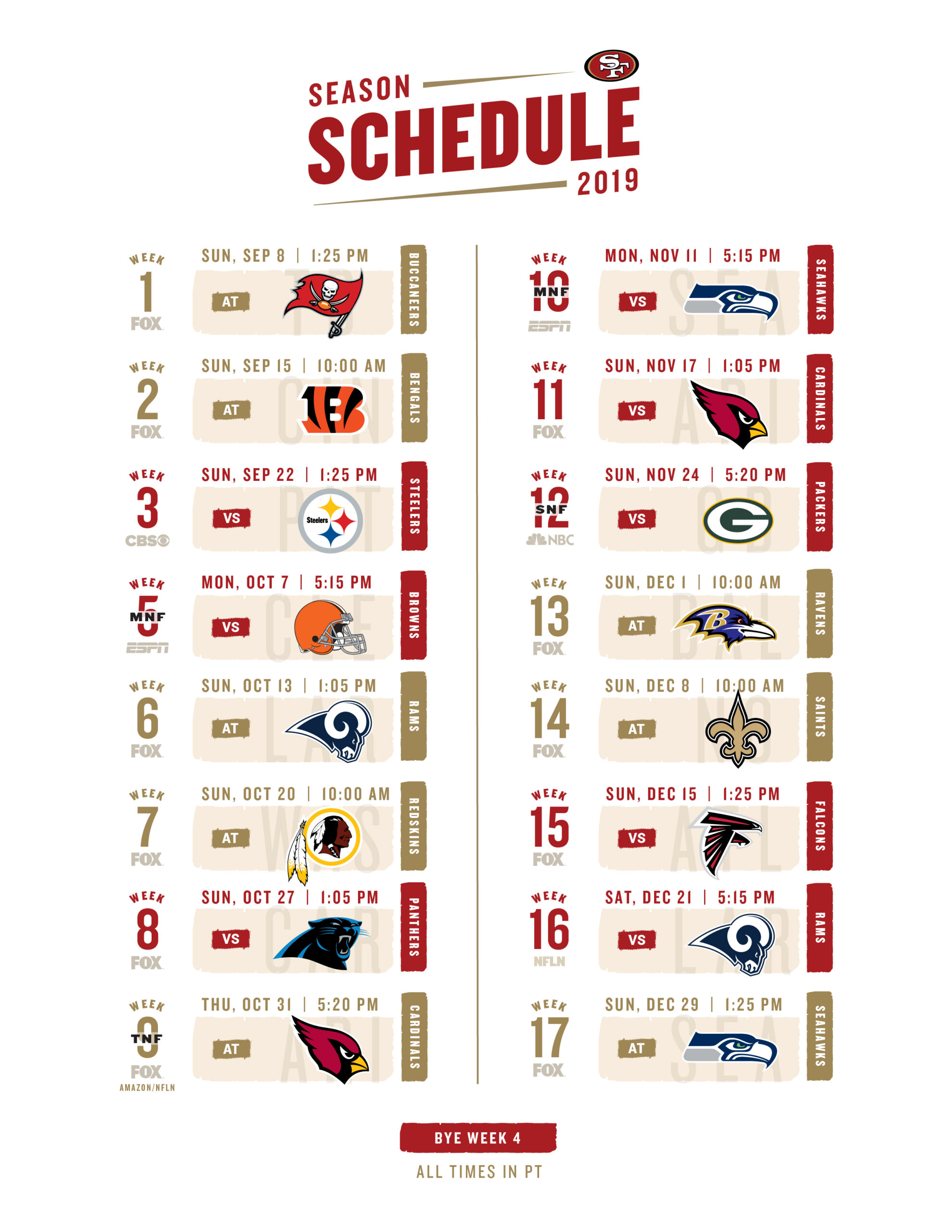 Nfl Printable Schedules