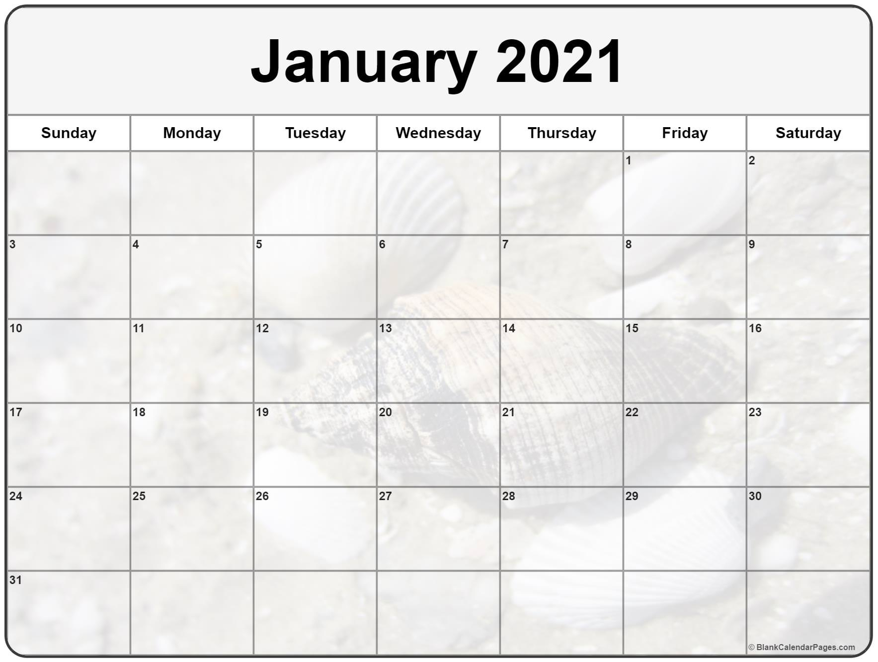 Collection Of January 2021 Photo Calendars With Image Filters.