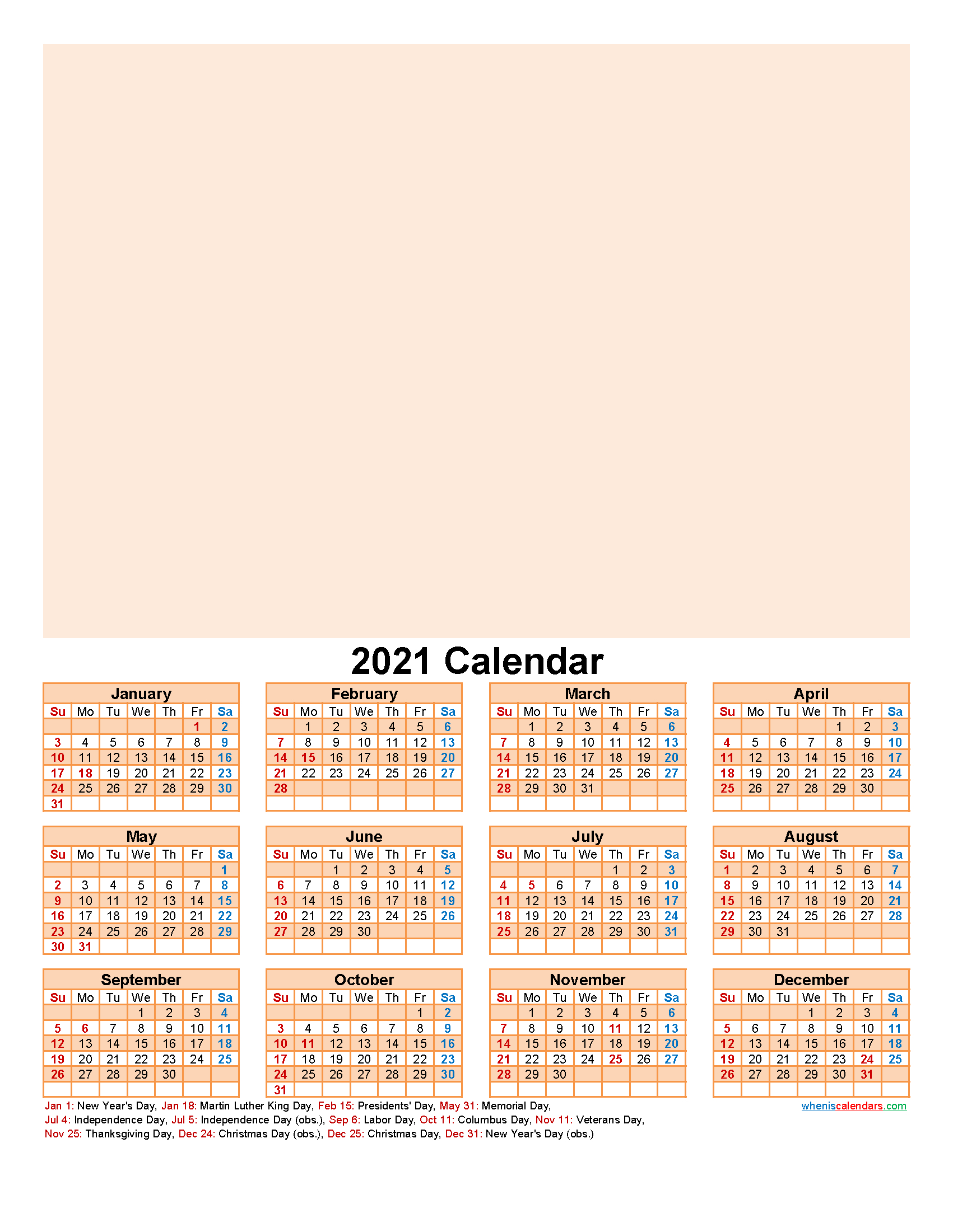 Create Your Own Photo Calendar Online Free 2021 - Template