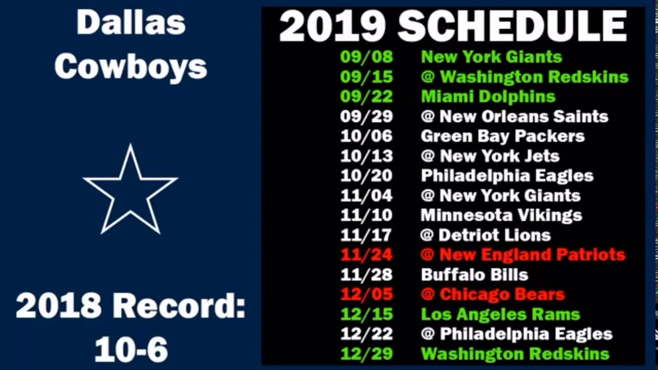 Dallascowboys Schedule 2020 2020 | Get Free Calendar