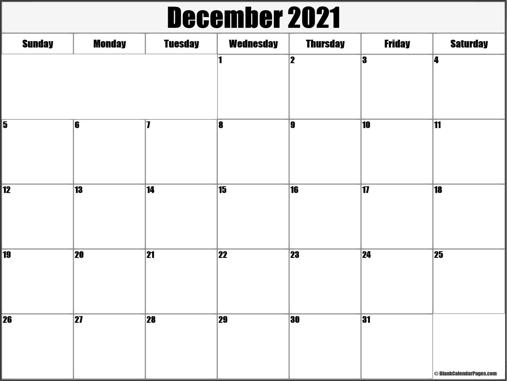 December 2021 Blank Calendar Templates.