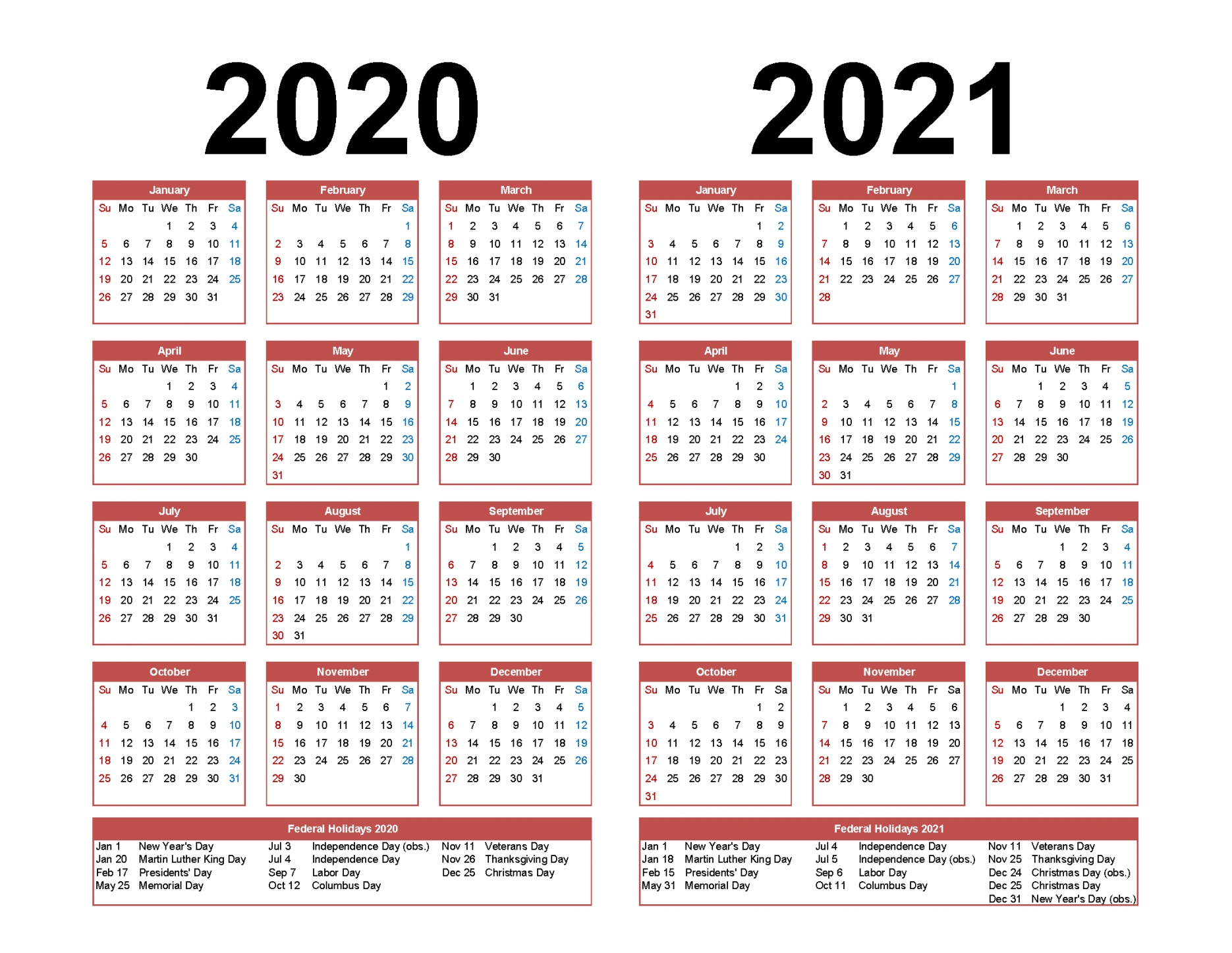Download 2020-2021 Printable Calendar | Free Letter Templates