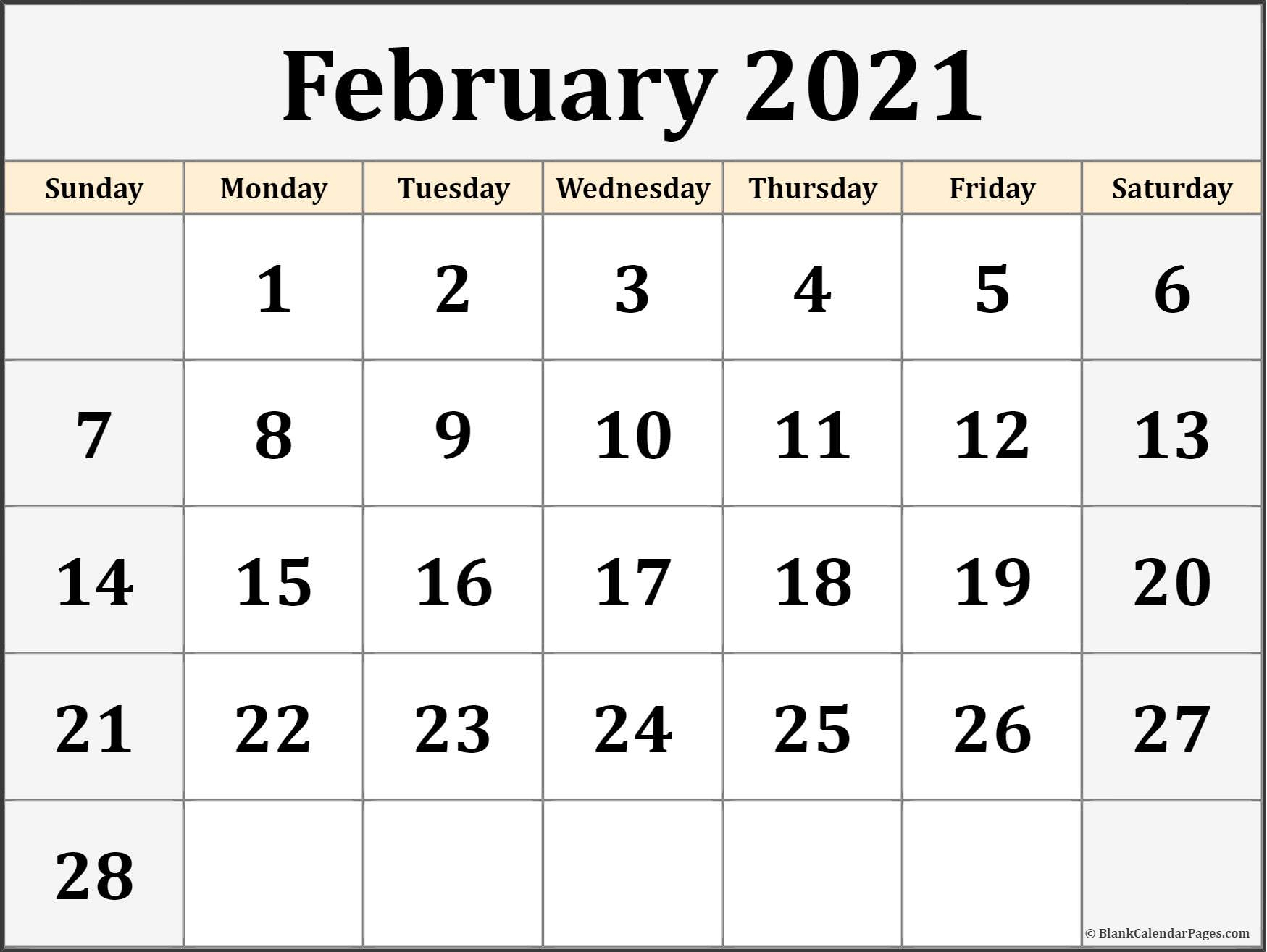 February 2021 Blank Calendar Collection.